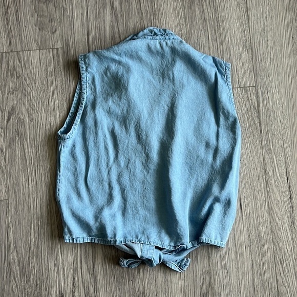 Jeans Button Up Tank Top Knot Front Size M - Picture 7 of 7
